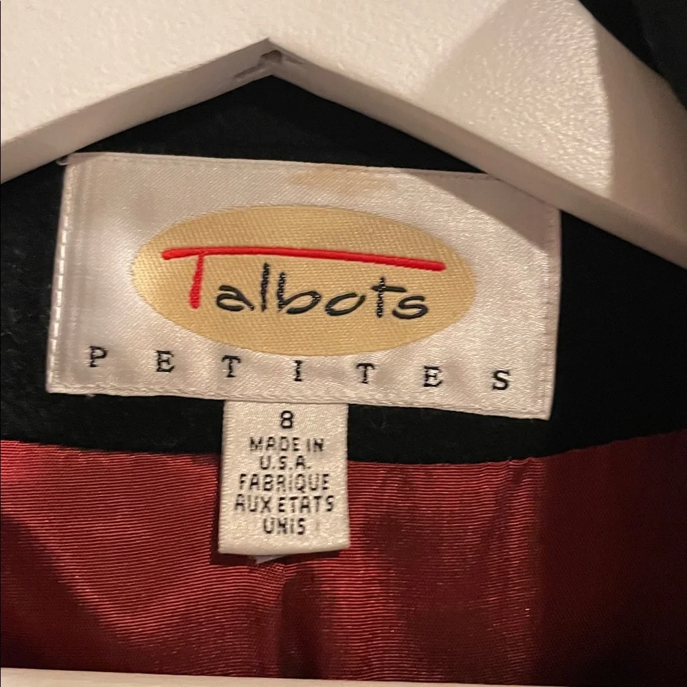 Talbots long black wool and cashmere blend coat. Sz 8 petite, Mid thigh length - Picture 3 of 7